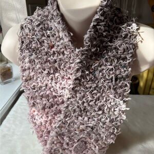 Chunky Knit Scarf in Pink and Gray